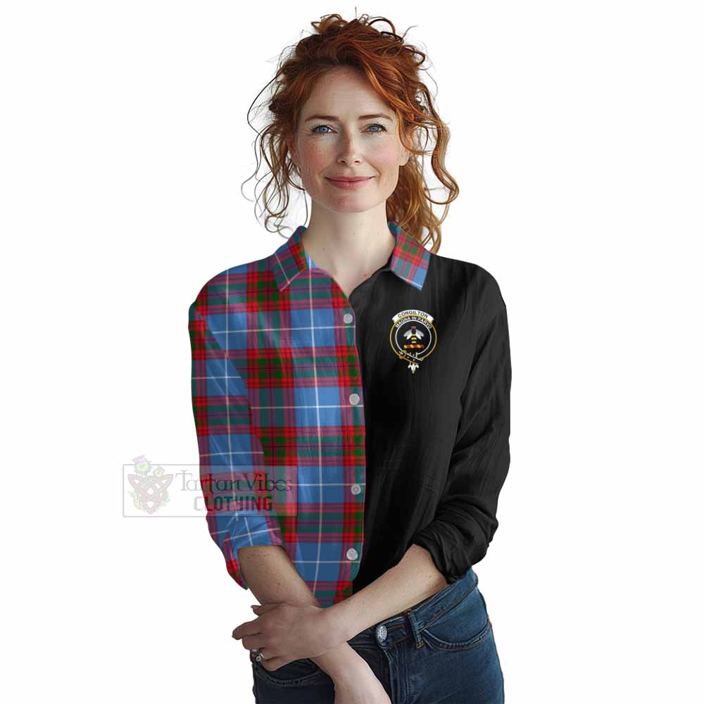 Tartan Vibes Clothing Congilton Tartan Women's Casual Shirt with Family Crest and Half Of Me Style