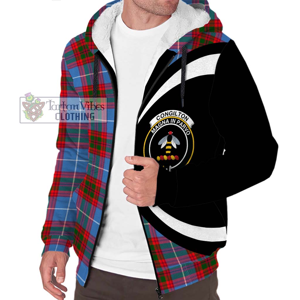 Congilton Tartan Sherpa Hoodie with Family Crest Circle Style Unisex S - Tartan Vibes Clothing