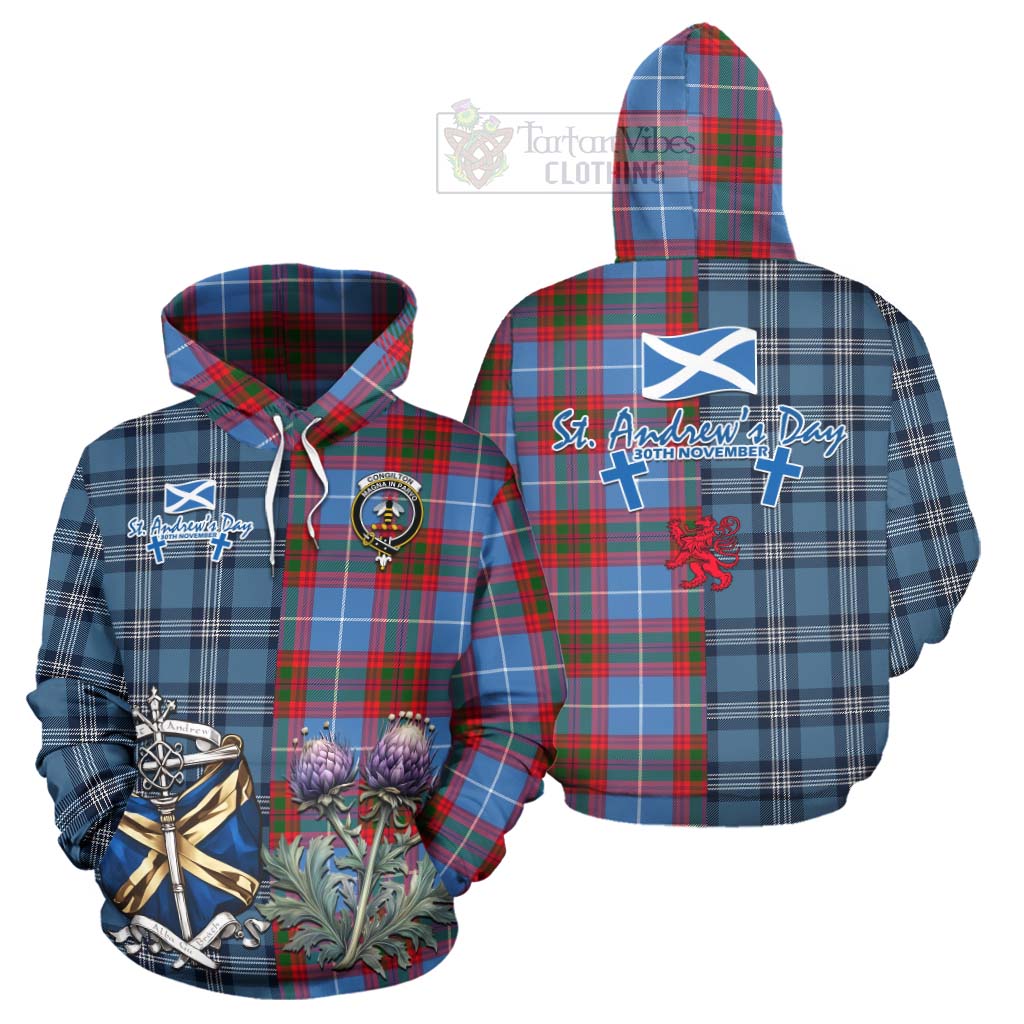 Tartan Vibes Clothing Congilton Tartan Hoodie Happy St. Andrew's Day Half Tartan Style