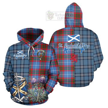 Congilton Tartan Hoodie Happy St. Andrew's Day Half Tartan Style