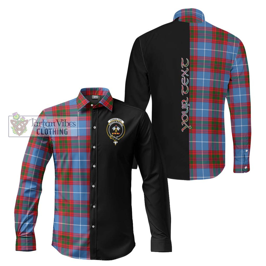 Congilton Tartan Long Sleeve Button Shirt with Family Crest and Half Of Me Style Men's Shirt S - Tartanvibesclothing Shop