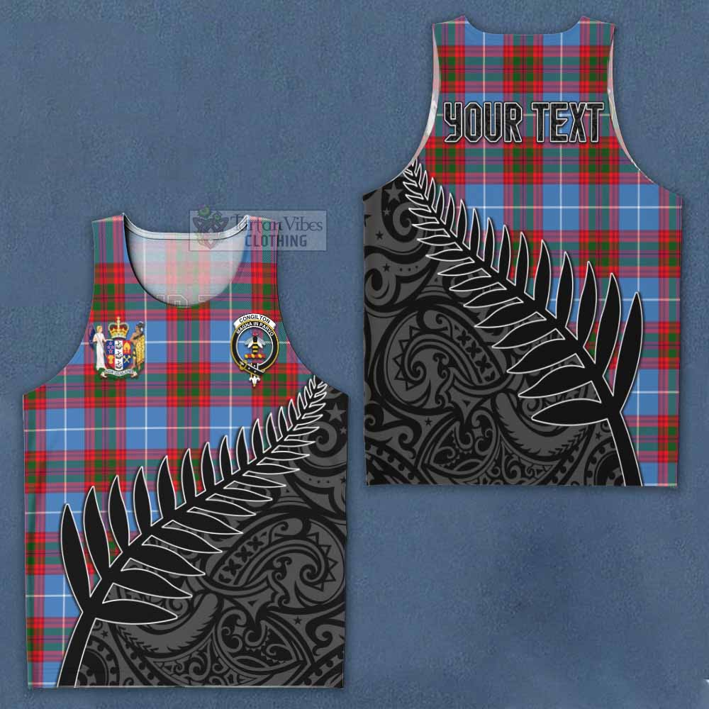 Tartan Vibes Clothing Congilton Crest Tartan Men's Tank Top with New Zealand Silver Fern Half Style