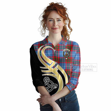 Congilton Tartan Women's Casual Shirt with Family Crest and Celtic Symbol Style