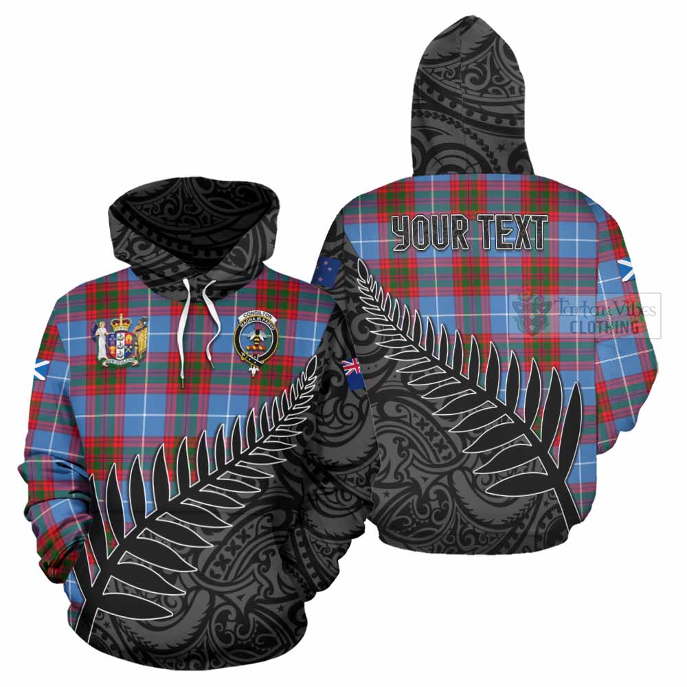 Tartan Vibes Clothing Congilton Crest Tartan Hoodie with New Zealand Silver Fern Half Style