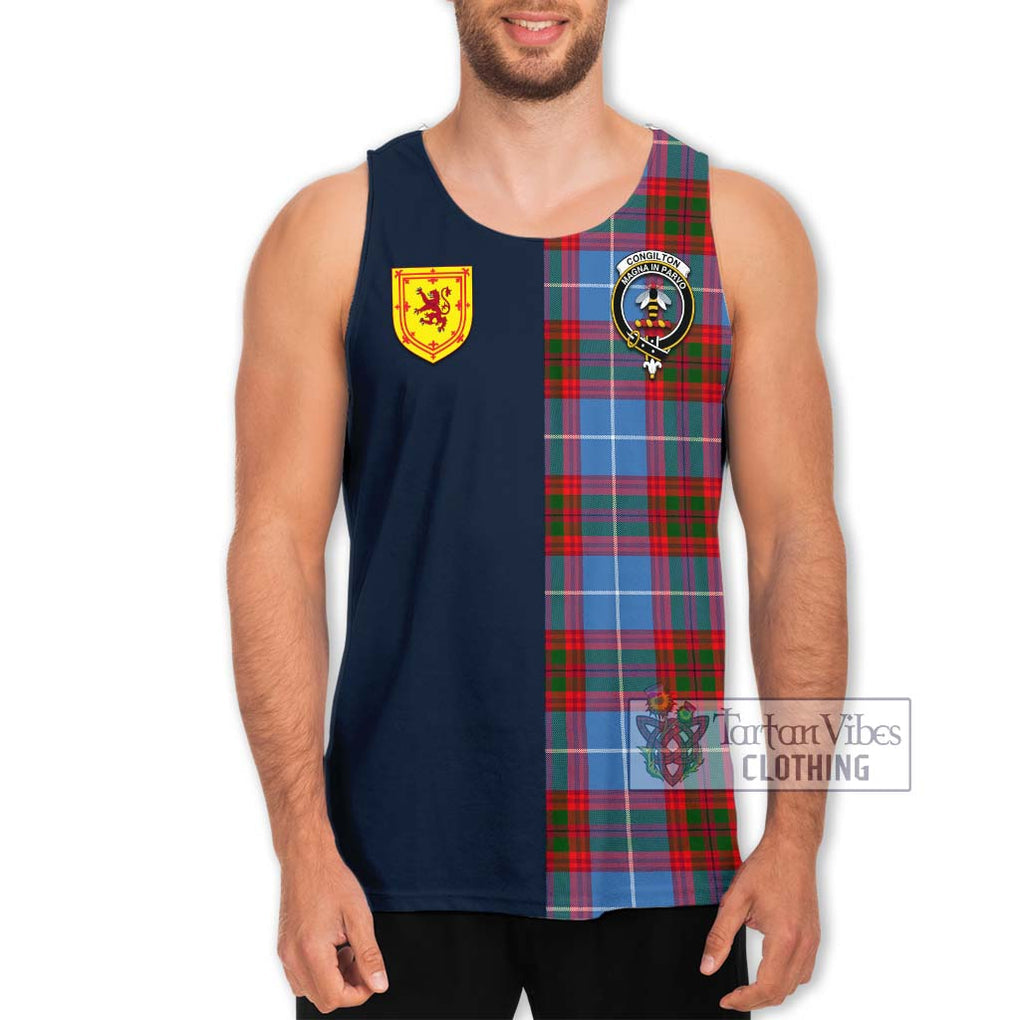 Tartan Vibes Clothing Congilton Tartan Men's Tank Top with Scottish Lion Royal Arm Half Style