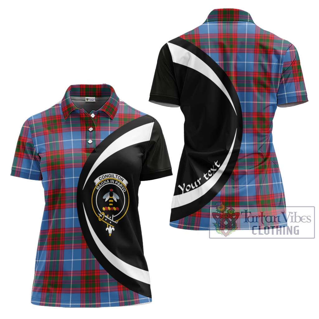 Tartan Vibes Clothing Congilton Tartan Women's Polo Shirt with Family Crest Circle Style