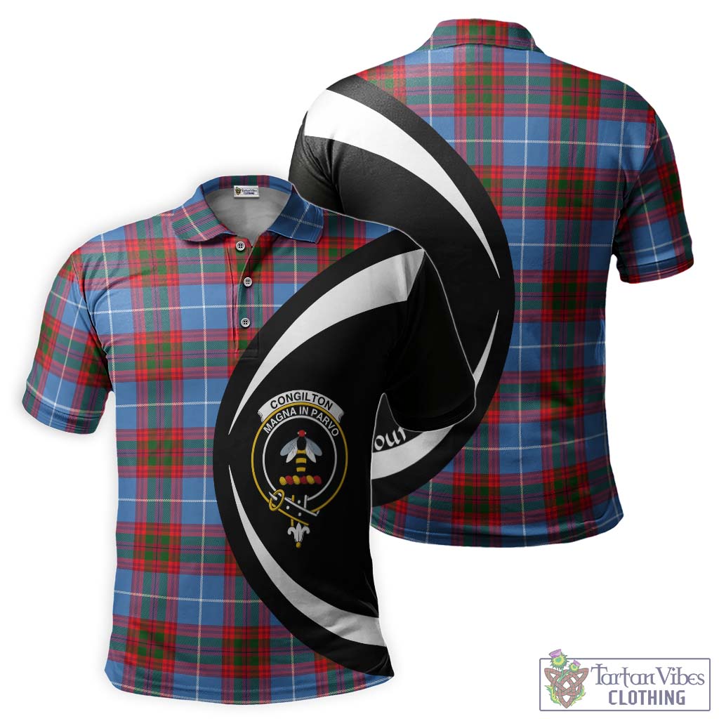 Tartan Vibes Clothing Congilton Tartan Men's Polo Shirt with Family Crest Circle Style