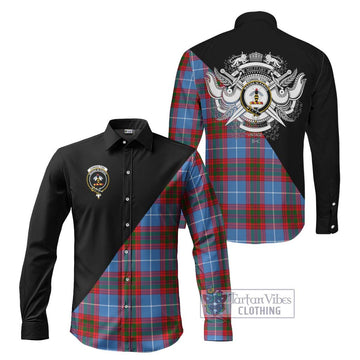 Congilton Tartan Long Sleeve Button Shirt with Family Crest and Military Logo Style