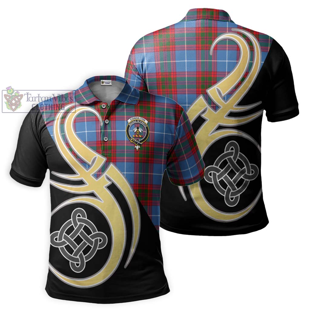 Tartan Vibes Clothing Congilton Tartan Polo Shirt with Family Crest and Celtic Symbol Style