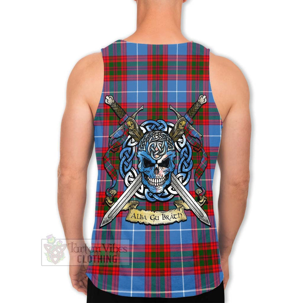 Tartan Vibes Clothing Congilton Tartan Men's Tank Top with Family Crest Celtic Skull Style