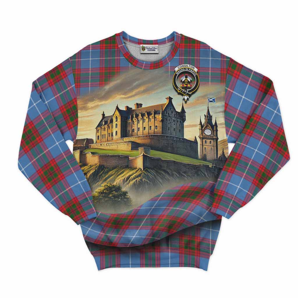 Congilton Tartan Family Crest Sweatshirt with Scottish Ancient Castle Style Unisex - Tartan Vibes Clothing