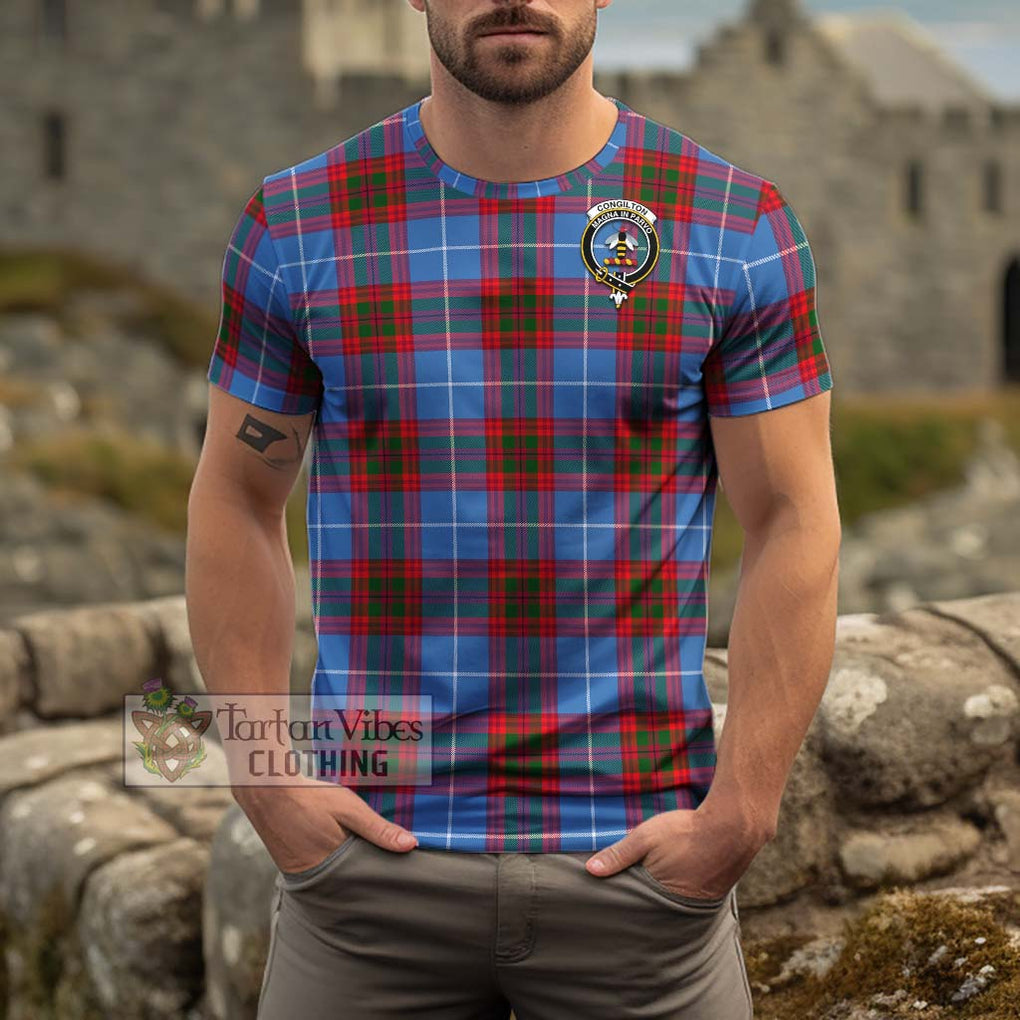 Congilton Tartan Cotton T-Shirt with Family Crest Men's Shirt - Tartanvibesclothing Shop