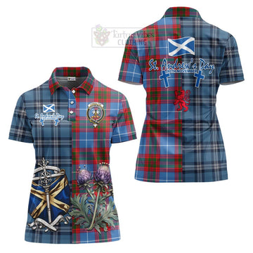 Congilton Tartan Women's Polo Shirt Happy St. Andrew's Day Half Tartan Style