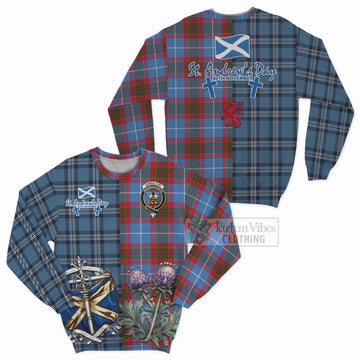 Congilton Tartan Sweatshirt Happy St. Andrew's Day Half Tartan Style