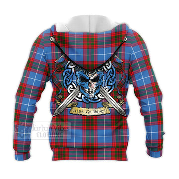 Congilton Tartan Knitted Hoodie with Family Crest Celtic Skull Style