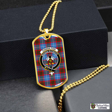 Congilton Tartan Dog Tag Necklace with Family Crest Gold No - Tartan Vibes Clothing