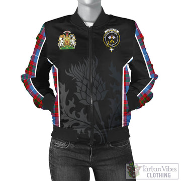 Congilton Tartan Bomber Jacket with Family Crest and Scottish Thistle Vibes Sport Style - Tartan Vibes Clothing