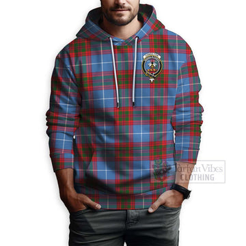 Congilton Tartan Hoodie with Family Crest and Bearded Skull Holding Bottles of Whiskey