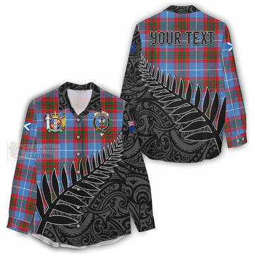 Congilton Crest Tartan Women's Casual Shirt with New Zealand Silver Fern Half Style