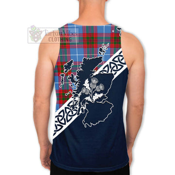 Congilton Tartan Men's Tank Top Featuring Thistle and Scotland Map