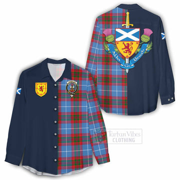 Congilton Tartan Women's Casual Shirt Alba with Scottish Lion Royal Arm Half Style