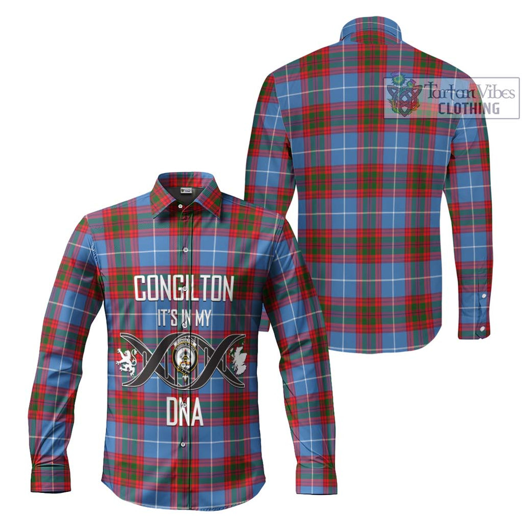 Congilton Tartan Long Sleeve Button Shirt with Family Crest DNA In Me Style Men's Shirt - Tartanvibesclothing Shop