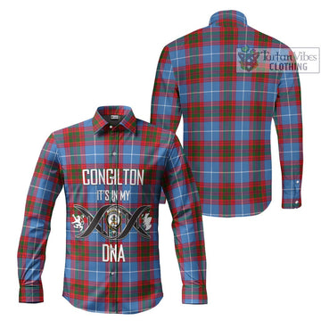 Congilton Tartan Long Sleeve Button Shirt with Family Crest DNA In Me Style