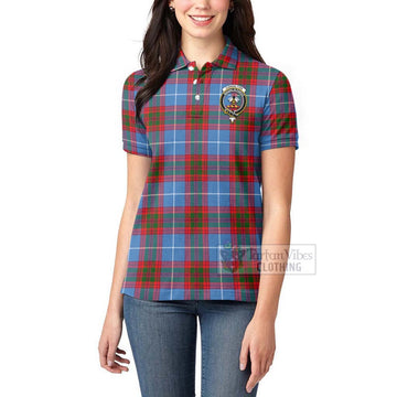 Congilton Tartan Women's Polo Shirt with Family Crest Celtic Skull Style