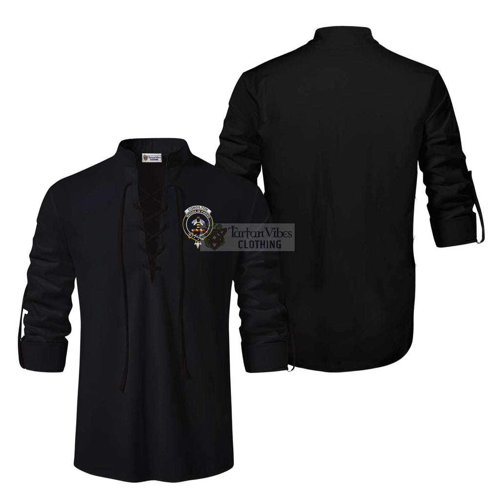 Congilton Clan Crest Ghillie Kilt Shirt Men Black - 2D-tartanvibesclothing