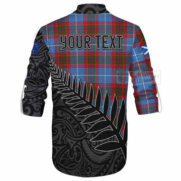 Congilton Crest Tartan Ghillie Kilt Shirt with New Zealand Silver Fern Half Style - Tartan Vibes Clothing