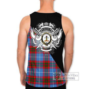 Congilton Tartan Men's Tank Top with Family Crest and Military Logo Style