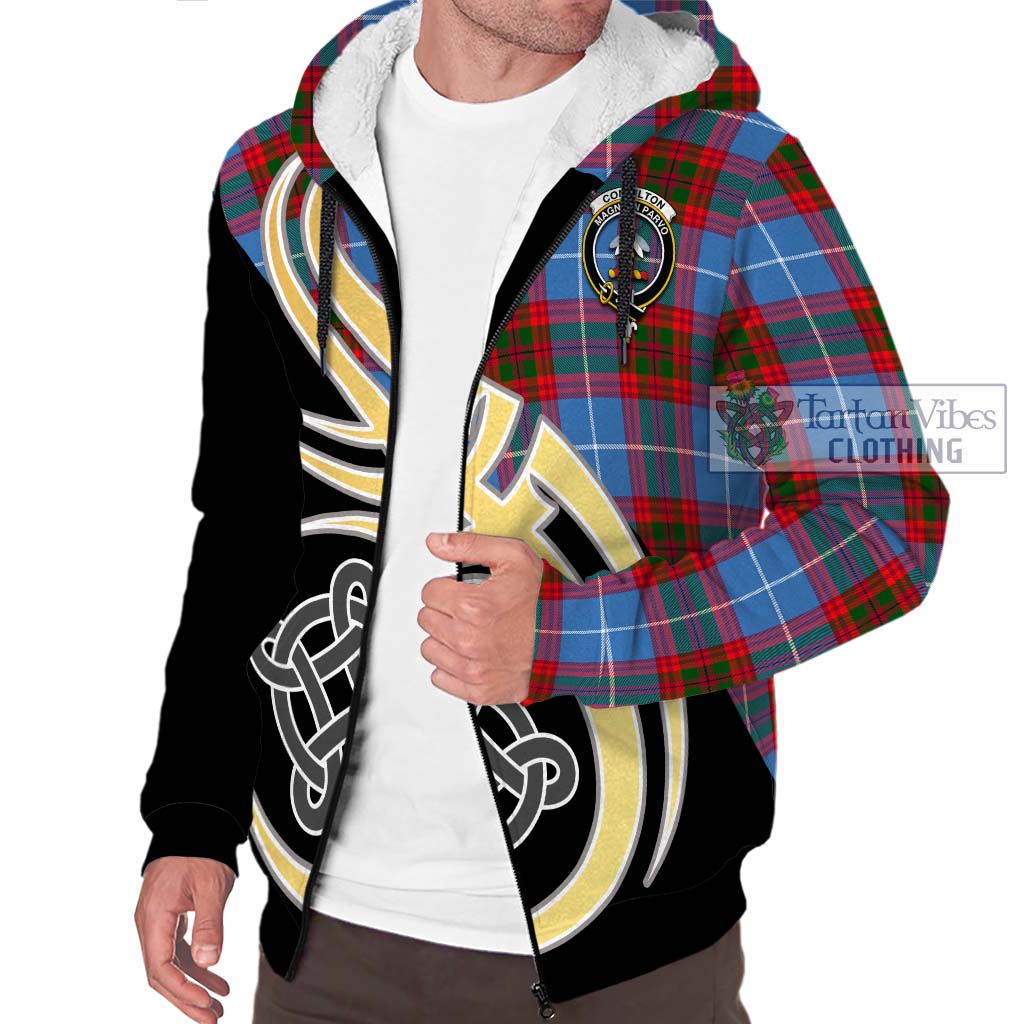 Congilton Tartan Sherpa Hoodie with Family Crest and Celtic Symbol Style - Tartan Vibes Clothing