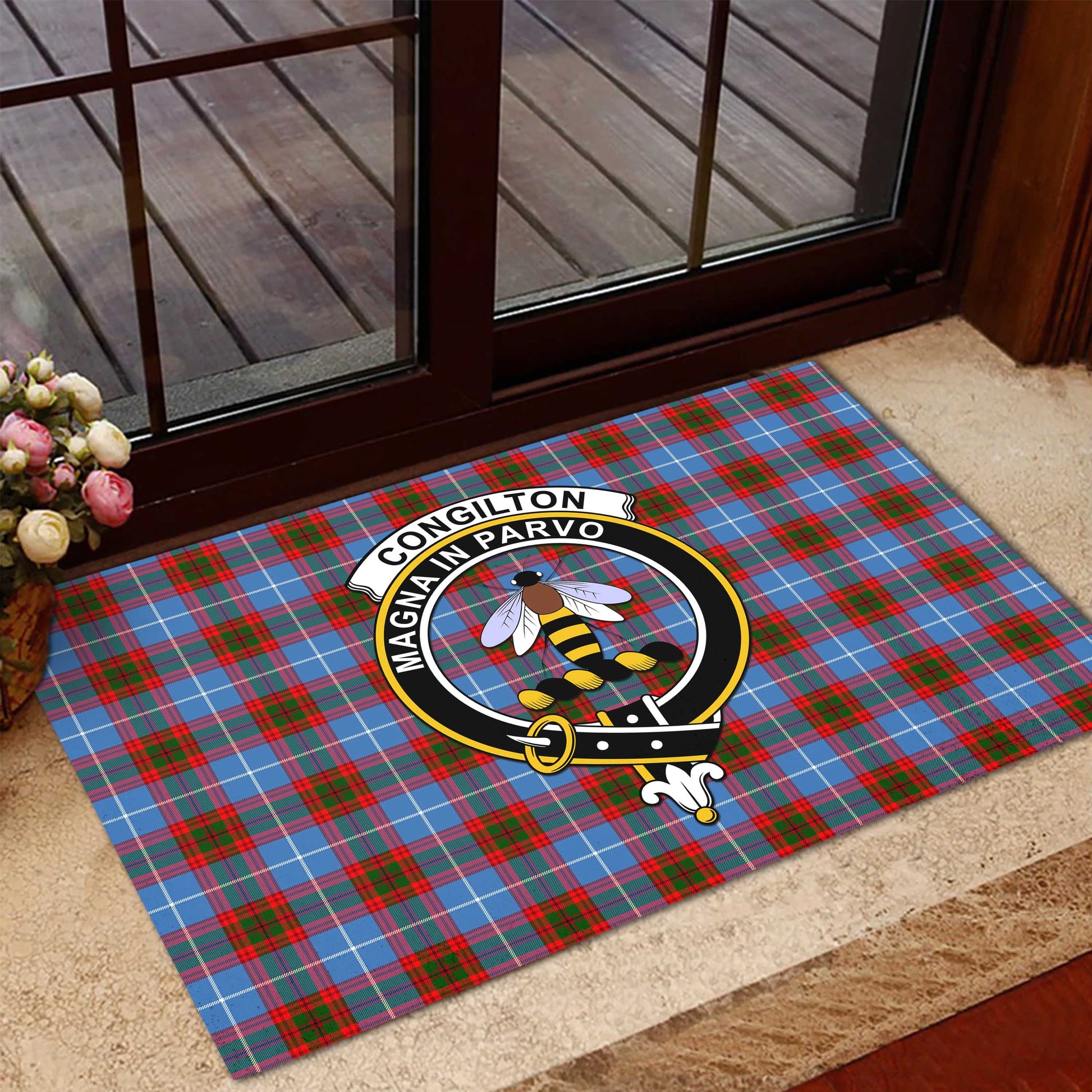 Congilton Tartan Door Mat with Family Crest - Tartanvibesclothing