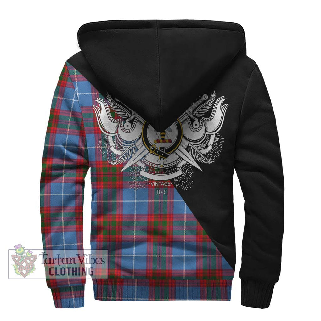 Congilton Tartan Sherpa Hoodie with Family Crest and Military Logo Style - Tartanvibesclothing Shop