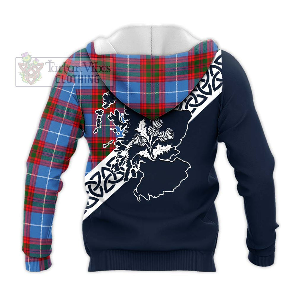 Tartan Vibes Clothing Congilton Tartan Knitted Hoodie Featuring Thistle and Scotland Map