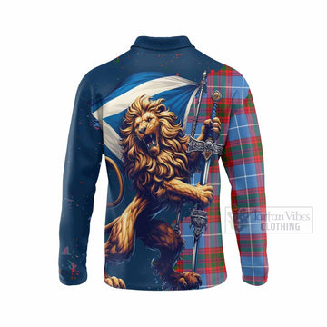 Congilton Tartan Family Crest Long Sleeve Polo Shirt with Scottish Majestic Lion - Tartan Vibes Clothing