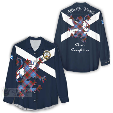 Congilton Tartan Lion Rampant Women's Casual Shirt Proudly Display Your Heritage with Alba Gu Brath and Clan Name