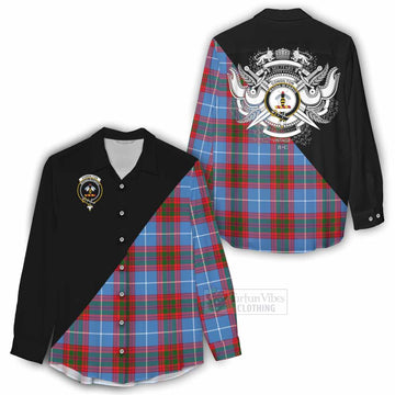 Congilton Tartan Women's Casual Shirt with Family Crest and Military Logo Style