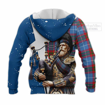 Congilton Tartan Knitted Hoodie with Family Crest Scottish Bagpiper Vibes