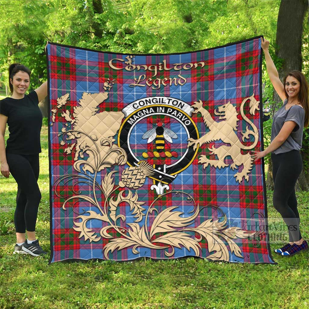 Tartan Vibes Clothing Congilton Tartan Quilt with Family Crest and Scottish Symbol Style