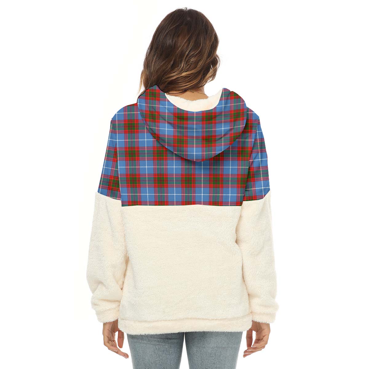 Congilton Tartan Women's Borg Fleece Hoodie With Half Zip with Family Crest - Tartan Vibes Clothing