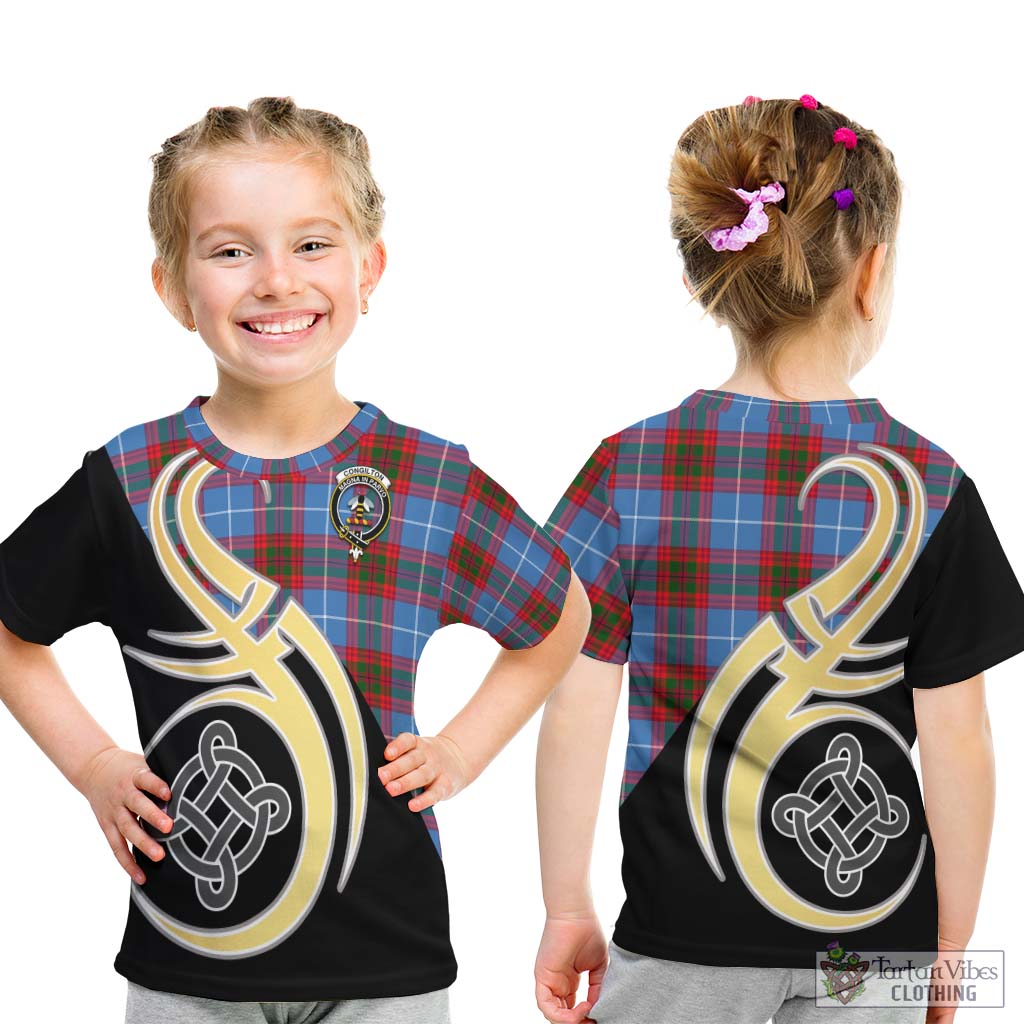 Congilton Tartan Kid T-Shirt with Family Crest and Celtic Symbol Style - Tartan Vibes Clothing