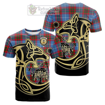 Congilton Tartan Cotton T-shirt with Family Crest Celtic Wolf Style