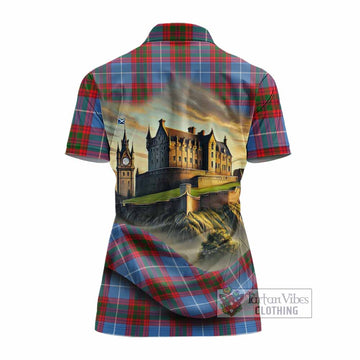 Congilton Tartan Family Crest Women's Polo Shirt with Scottish Ancient Castle Style - Tartan Vibes Clothing