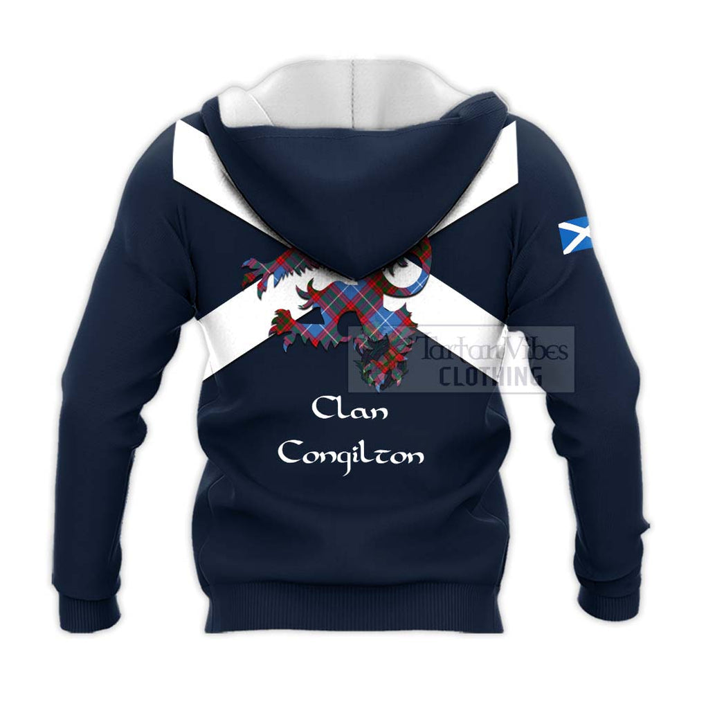 Tartan Vibes Clothing Congilton Tartan Lion Rampant Knitted Hoodie – Proudly Display Your Heritage with Alba Gu Brath and Clan Name