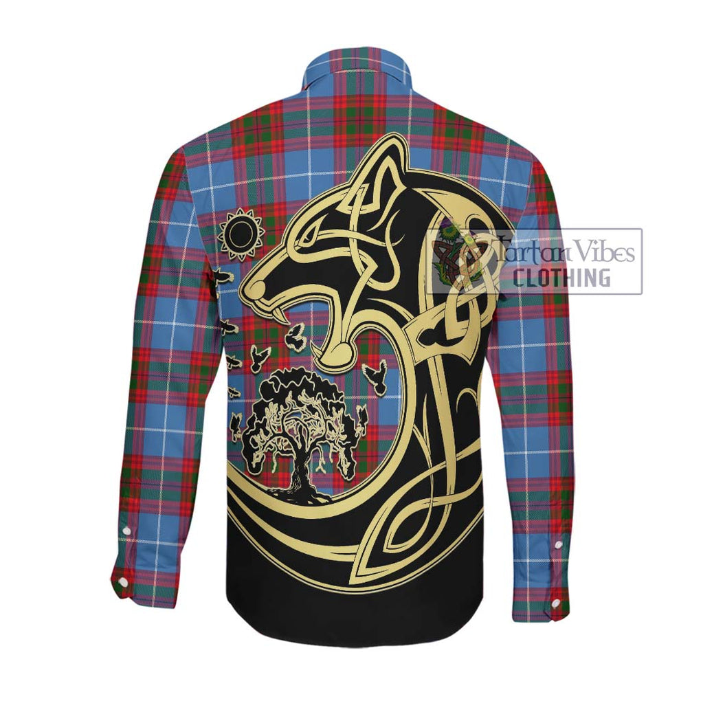 Congilton Tartan Long Sleeve Button Shirt with Family Crest Celtic Wolf Style Men's Shirt - Tartan Vibes Clothing