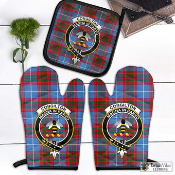 Congilton Tartan Combo Oven Mitt & Pot-Holder with Family Crest Black - Tartan Vibes Clothing