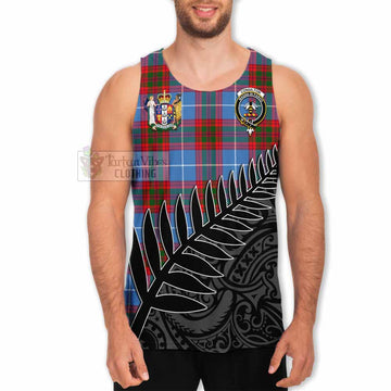 Congilton Crest Tartan Men's Tank Top with New Zealand Silver Fern Half Style