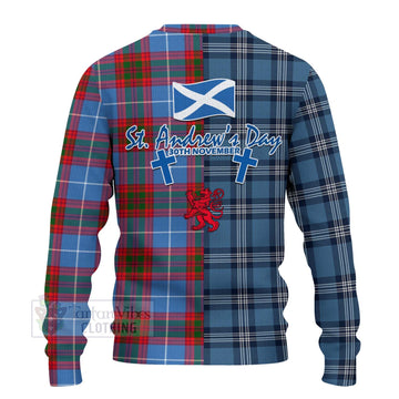 Congilton Tartan Knitted Sweater Happy St. Andrew's Day Half Tartan Style - Tartan Vibes Clothing