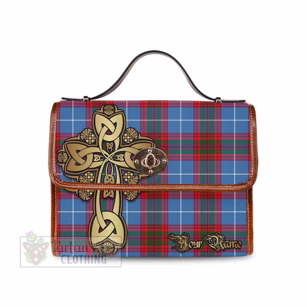 Tartan Vibes Clothing Congilton Tartan Waterproof Canvas Bag Golden Thistle Celtic Cross Style